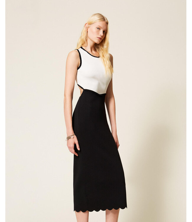 TWINSET Robe Longue Maille Bicolore