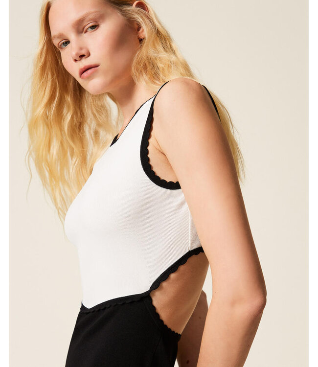 TWINSET Long Two-Tone Knit Dress
