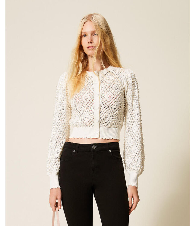 TWINSET Cardigan Motif Losange avec Perles
