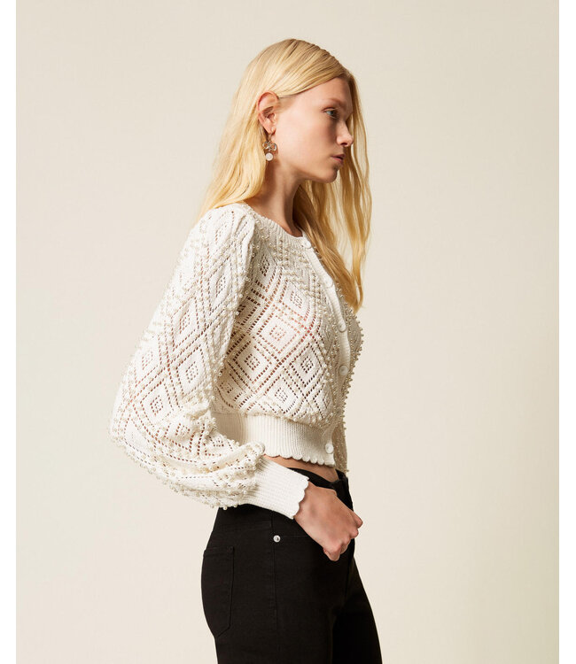 TWINSET Cardigan Motif Losange avec Perles