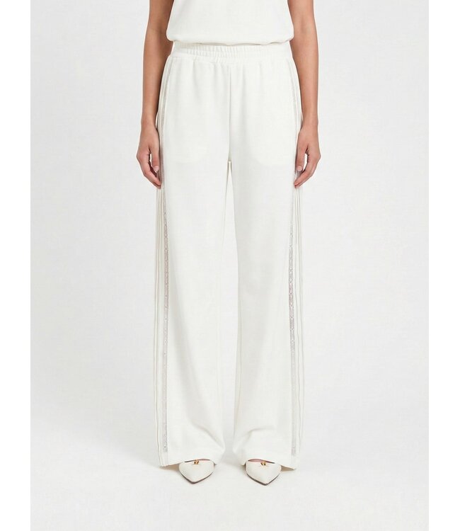 TWINSET Jupe Classique Plissée en Mélange de Viscose avec Dentelle