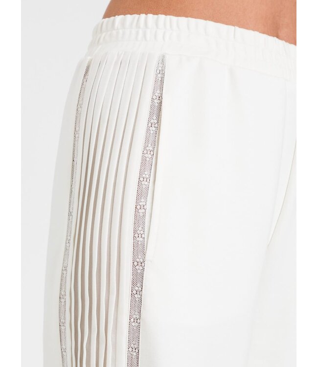 TWINSET Jupe Classique Plissée en Mélange de Viscose avec Dentelle