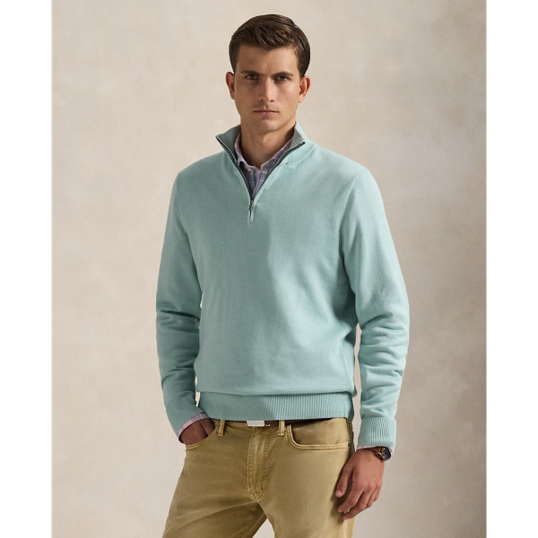 Cotton Quarter-Zip Mockneck Sweater