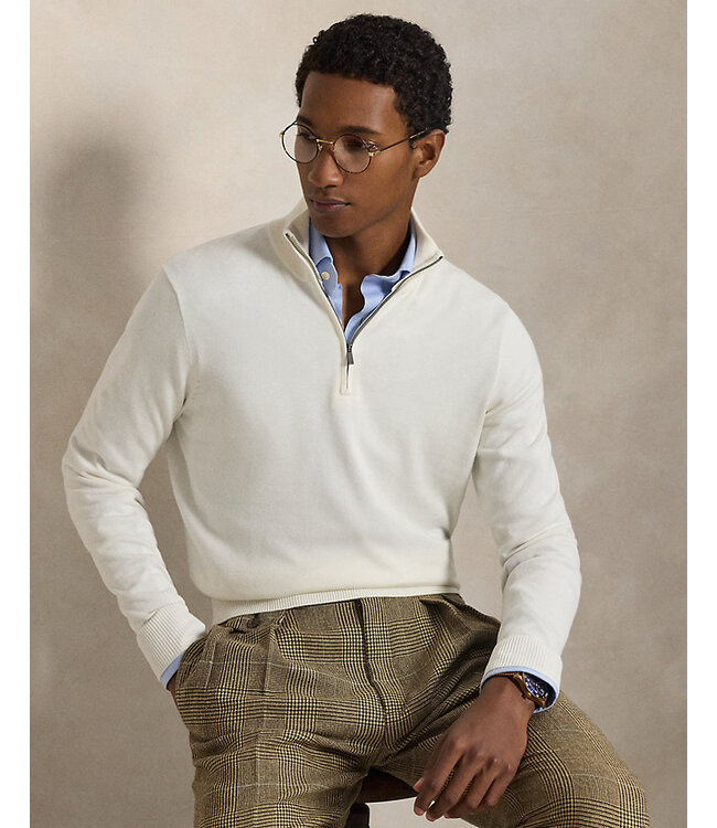 POLO RALPH LAUREN Pull en Coton à Col Montant Demi-Zip