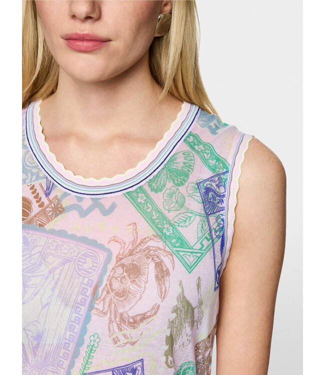 MARC CAIN Sleeveless knitted top with stamp print