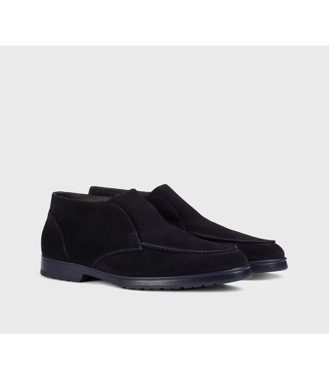 DOUCAL'S Blue suede desert boot with sheepskin lining
