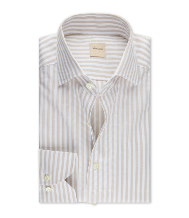 STENSTROMS Chemise rayée beige clair en coton et lin