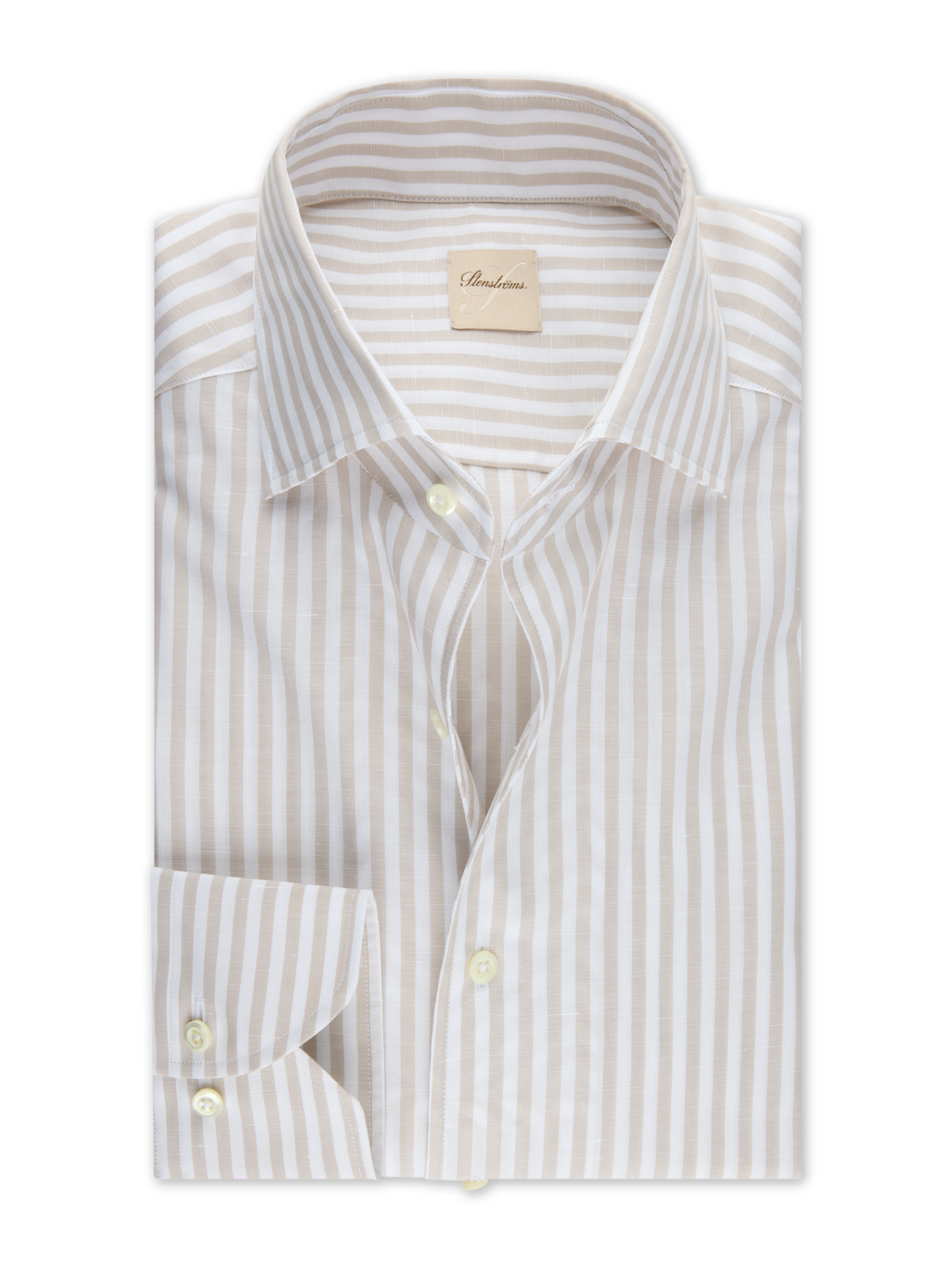 Light Beige Striped Cotton/Linen Shirt