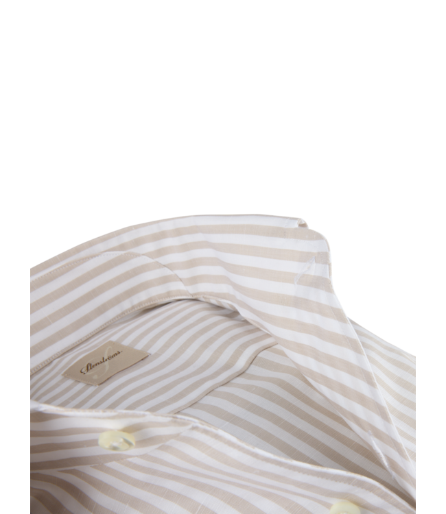 STENSTROMS Chemise rayée beige clair en coton et lin