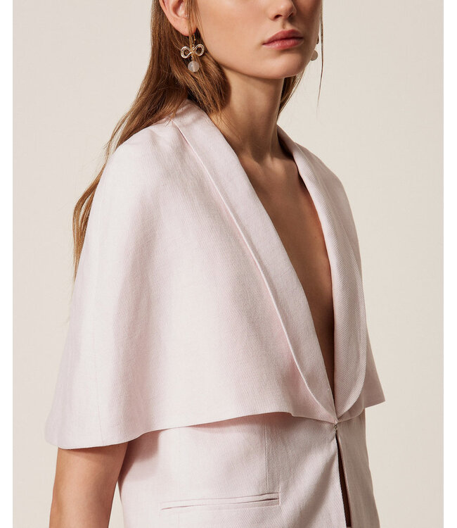 TWINSET Linen Blend Cape Jacket