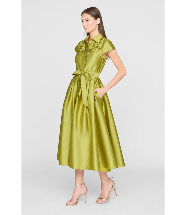Theia Vada Taffeta Shirt Dress