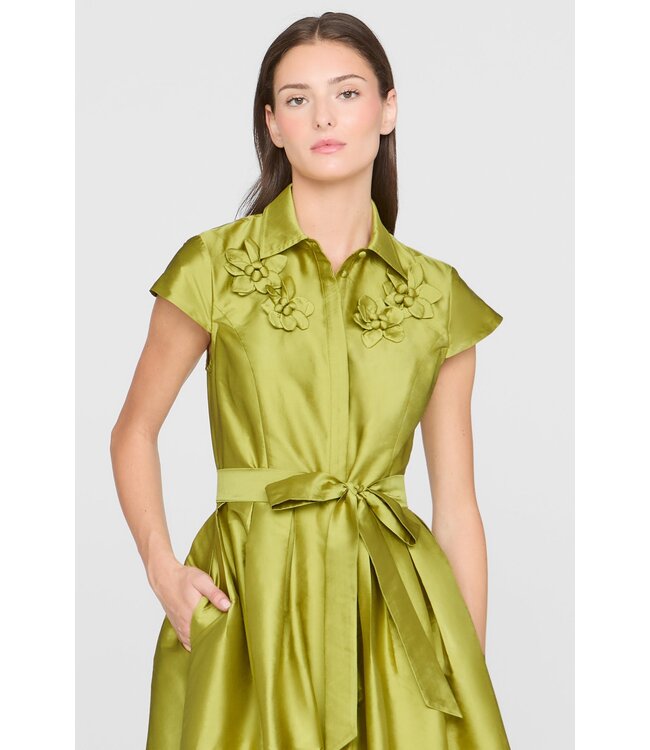 Theia Robe chemise en taffetas Vada