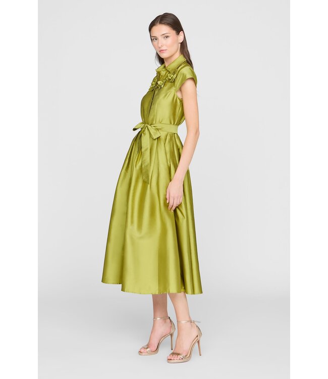 Theia Vada Taffeta Shirt Dress