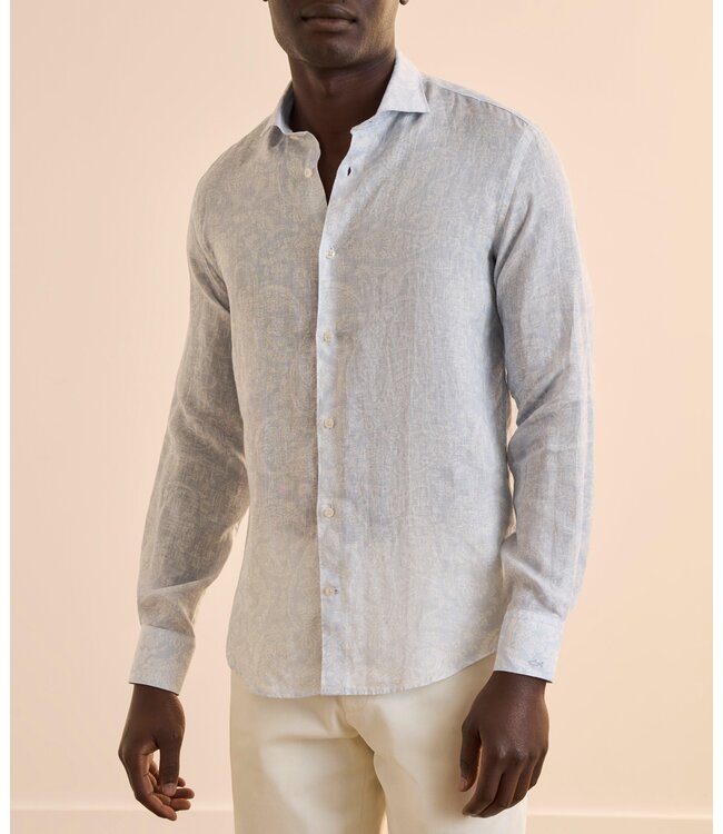 Linen Shirt with Shark Paisley Pattern