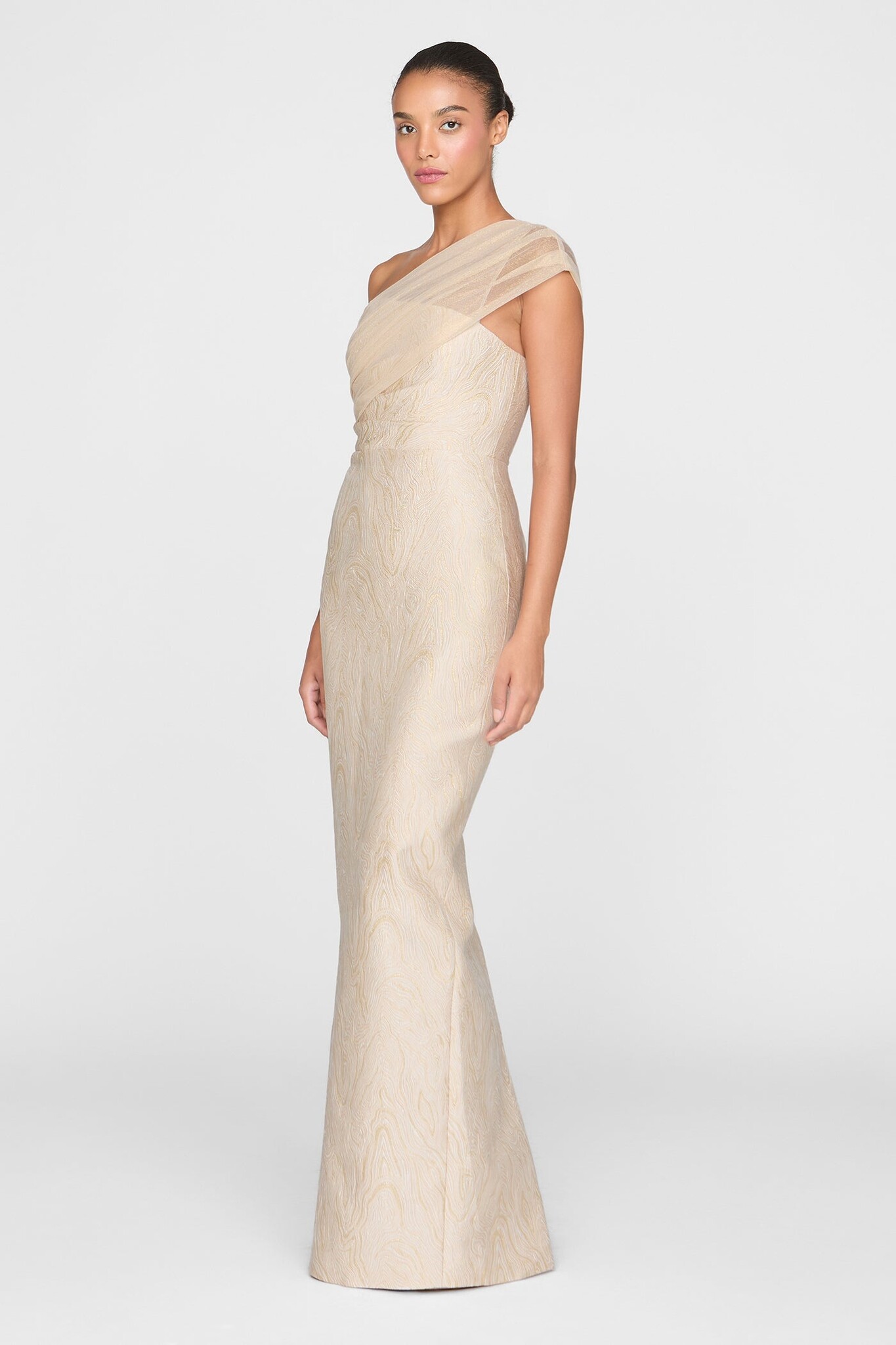 Zara Draped Shawl Column Dress