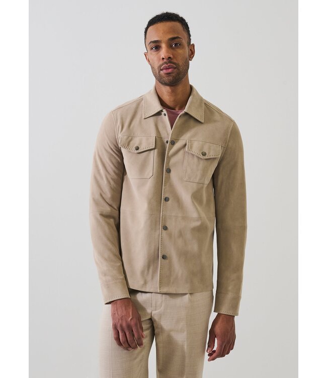 Patrick Assaraf Suede Snap Front Shirt Jacket