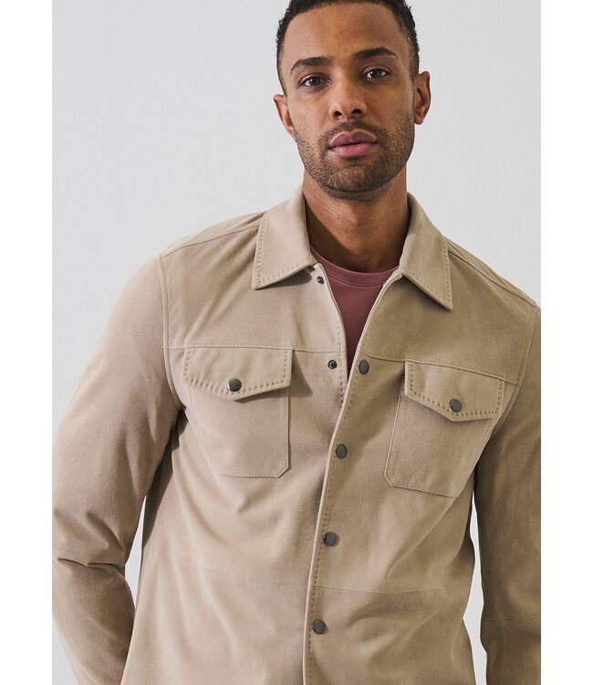 Patrick Assaraf Surchemise en suède à boutons-pression