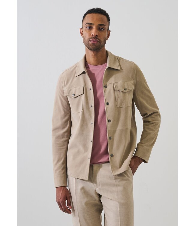 Patrick Assaraf Suede Snap Front Shirt Jacket