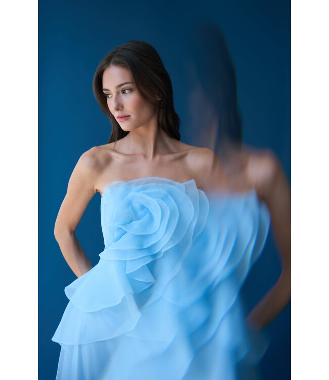 Theia Robe longue Gilda à rose drapée