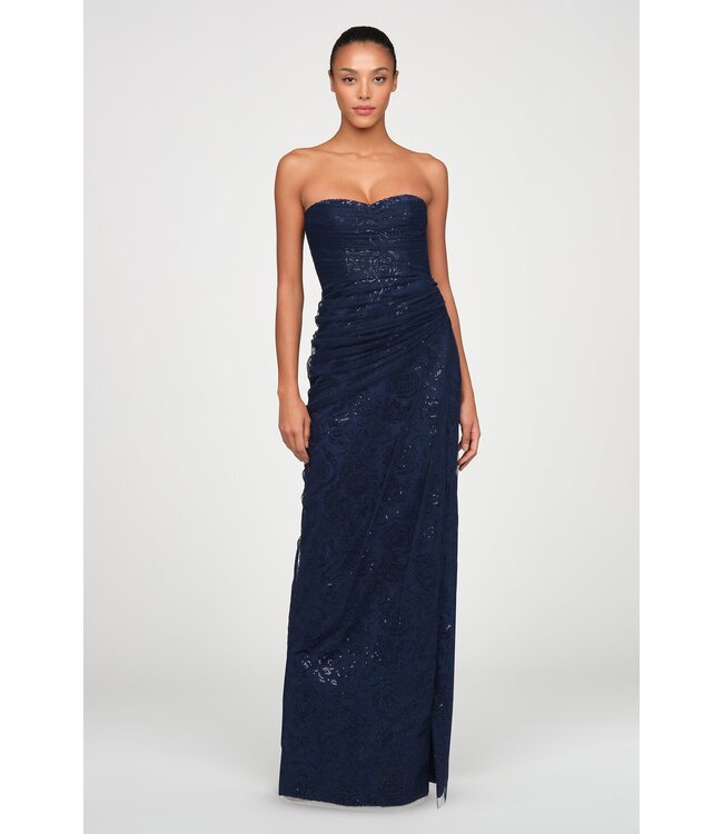 Theia Mal Beaded Lace Strapless Gown