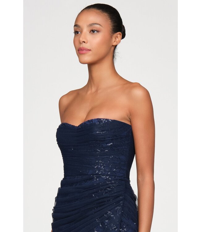 Theia Mal Beaded Lace Strapless Gown