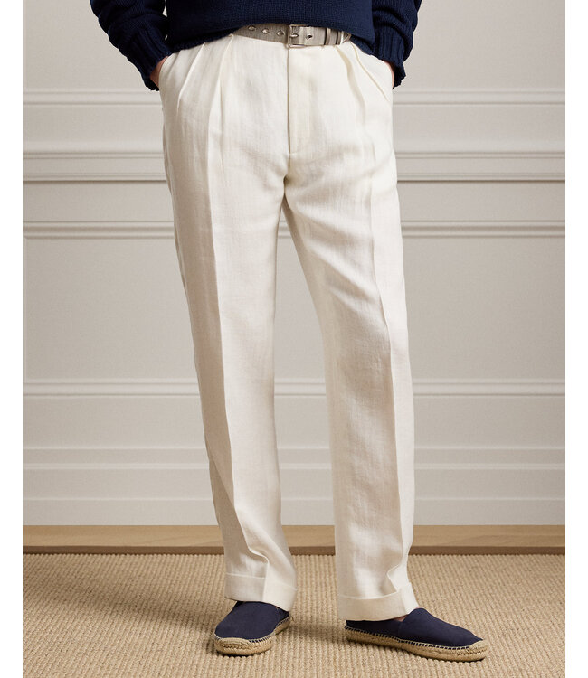 RALPH LAUREN PURPLE LABEL Pantalon Glenn en lin, confectionné à la main