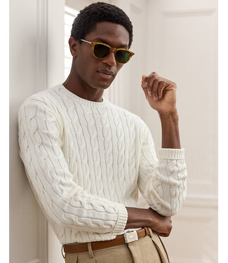 RALPH LAUREN PURPLE LABEL Cable-Knit Cotton-Silk Sweater