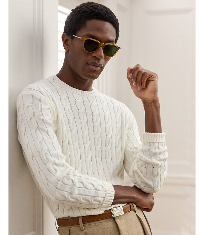 RALPH LAUREN PURPLE LABEL Pull torsadé en coton et soie