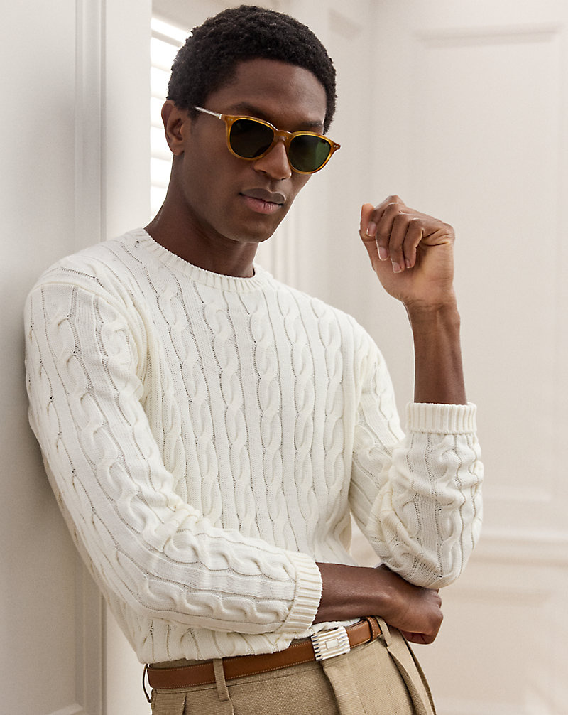 Cable-Knit Cotton-Silk Sweater