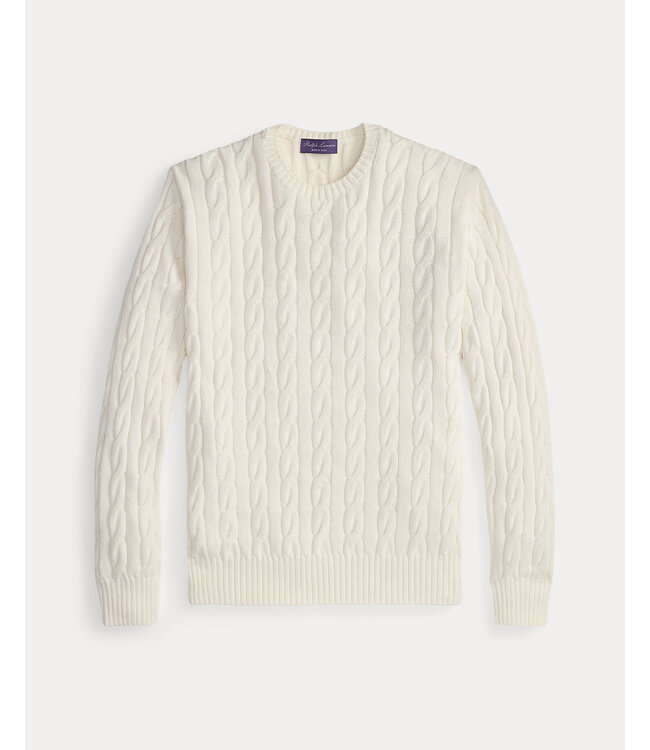 RALPH LAUREN PURPLE LABEL Pull torsadé en coton et soie