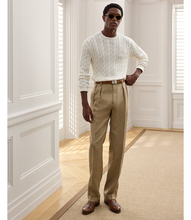 RALPH LAUREN PURPLE LABEL Pull torsadé en coton et soie