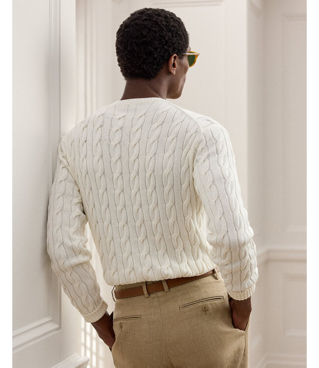 RALPH LAUREN PURPLE LABEL Pull torsadé en coton et soie