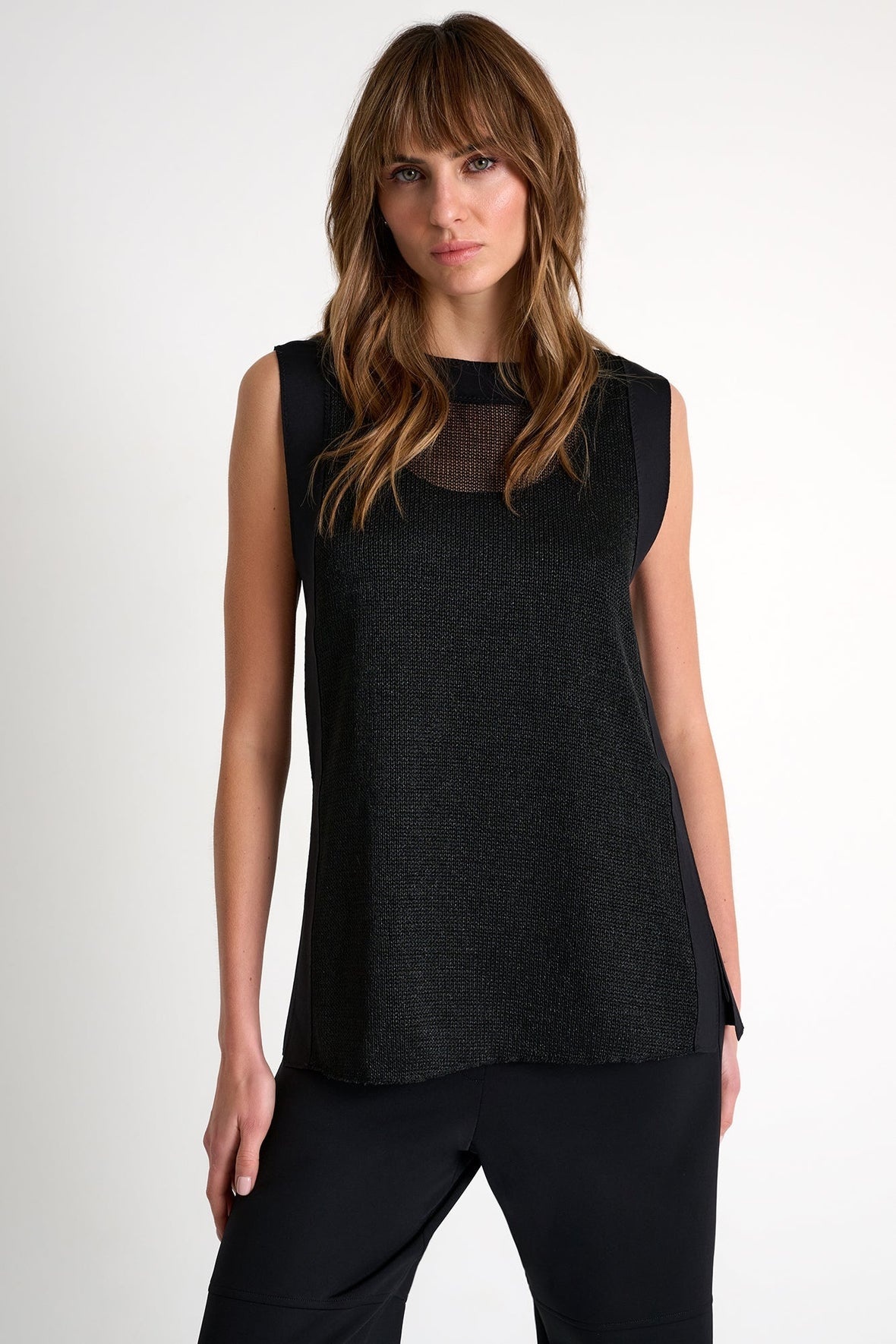 Sofia Knit & 3D Jersey Sleeveless Top