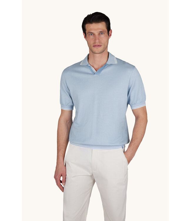 PAUL & SHARK Polo Shirt with Open Collar in Piuma Cotton