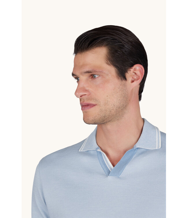 PAUL & SHARK Polo Shirt with Open Collar in Piuma Cotton