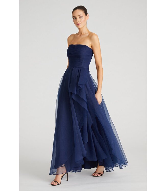 Theia Teresa Strapless Draped Gown