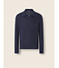 ZEGNA Polo bleu indigo foncé en cachemire et soie