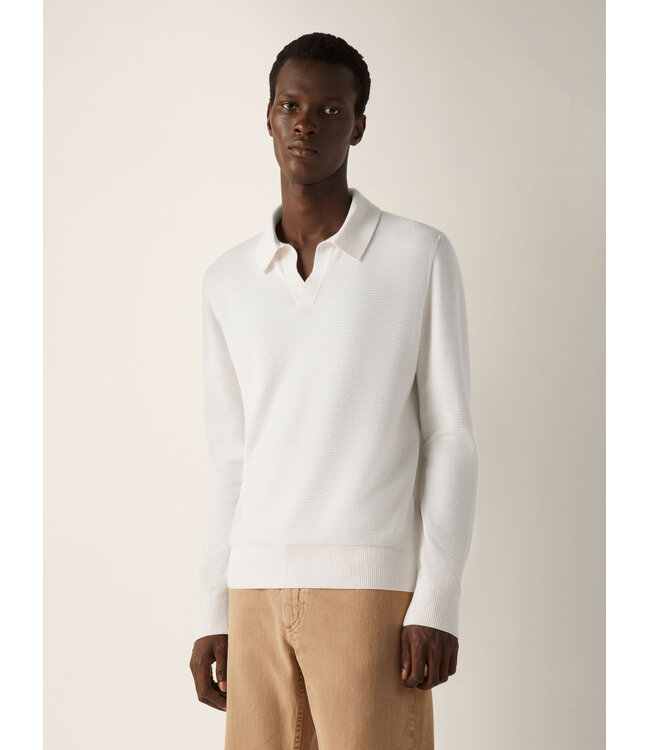 ZEGNA Polo bleu indigo foncé en cachemire et soie