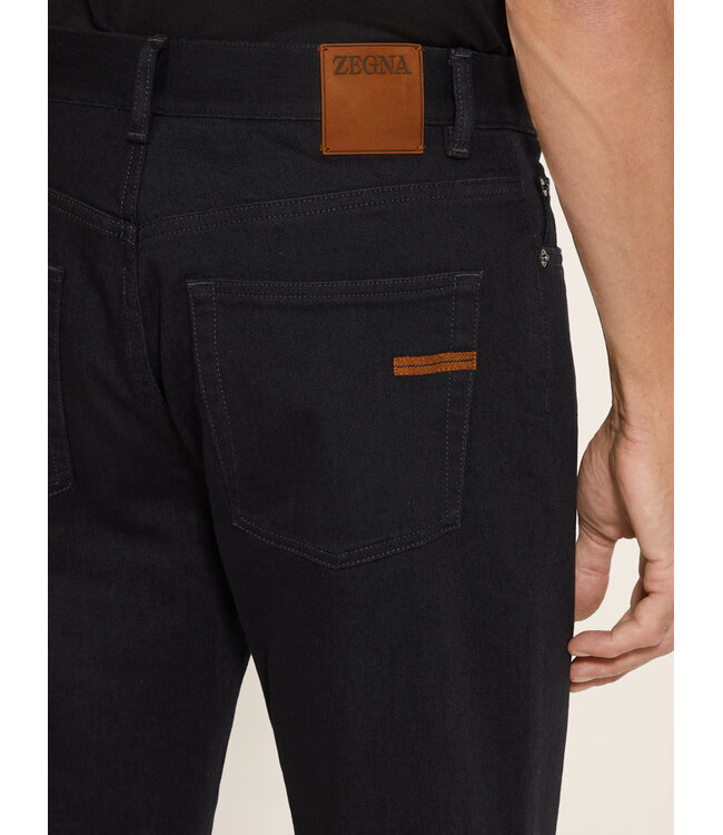 ZEGNA Jean Roccia noir en coton stretch lavé rincé