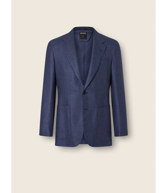 ZEGNA Blue Cashmere Silk and Linen Jacket