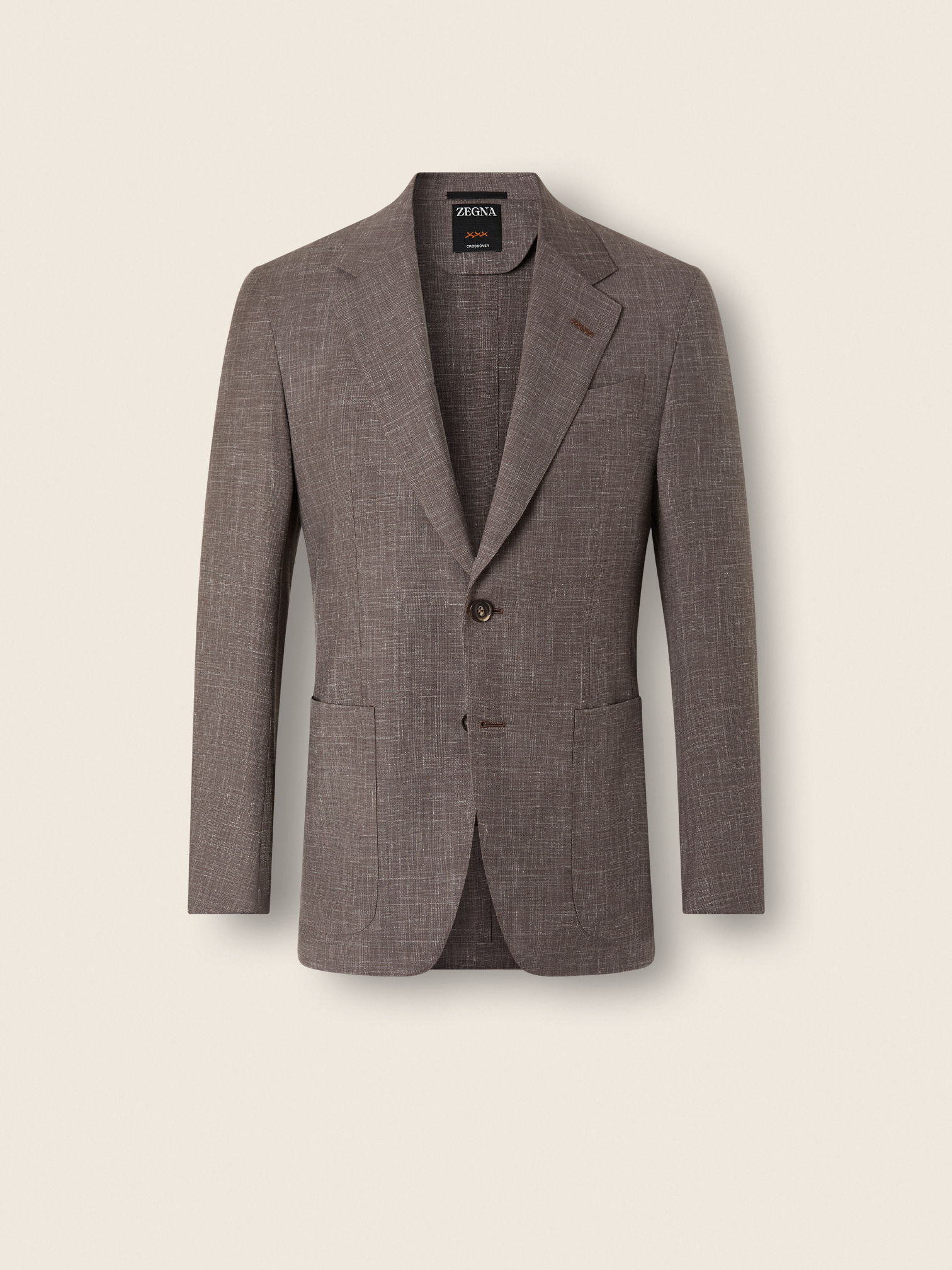 Brown Crossover Wool Silk and Linen Jacket