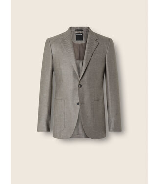 ZEGNA Veste grise et blanche en lin, cachemire et soie