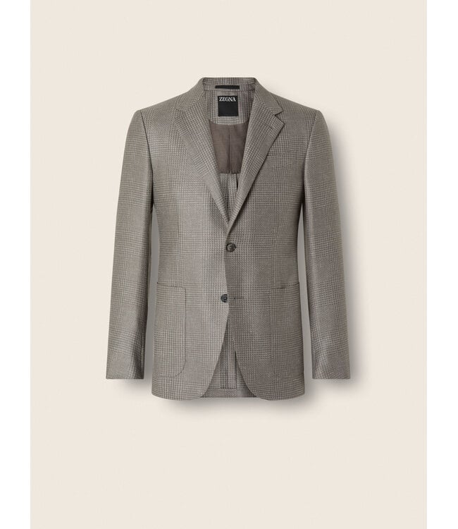 ZEGNA Grey and White Linen Cashmere and Silk Jacket