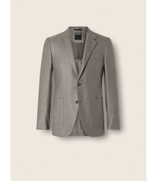 ZEGNA Veste grise et blanche en lin, cachemire et soie