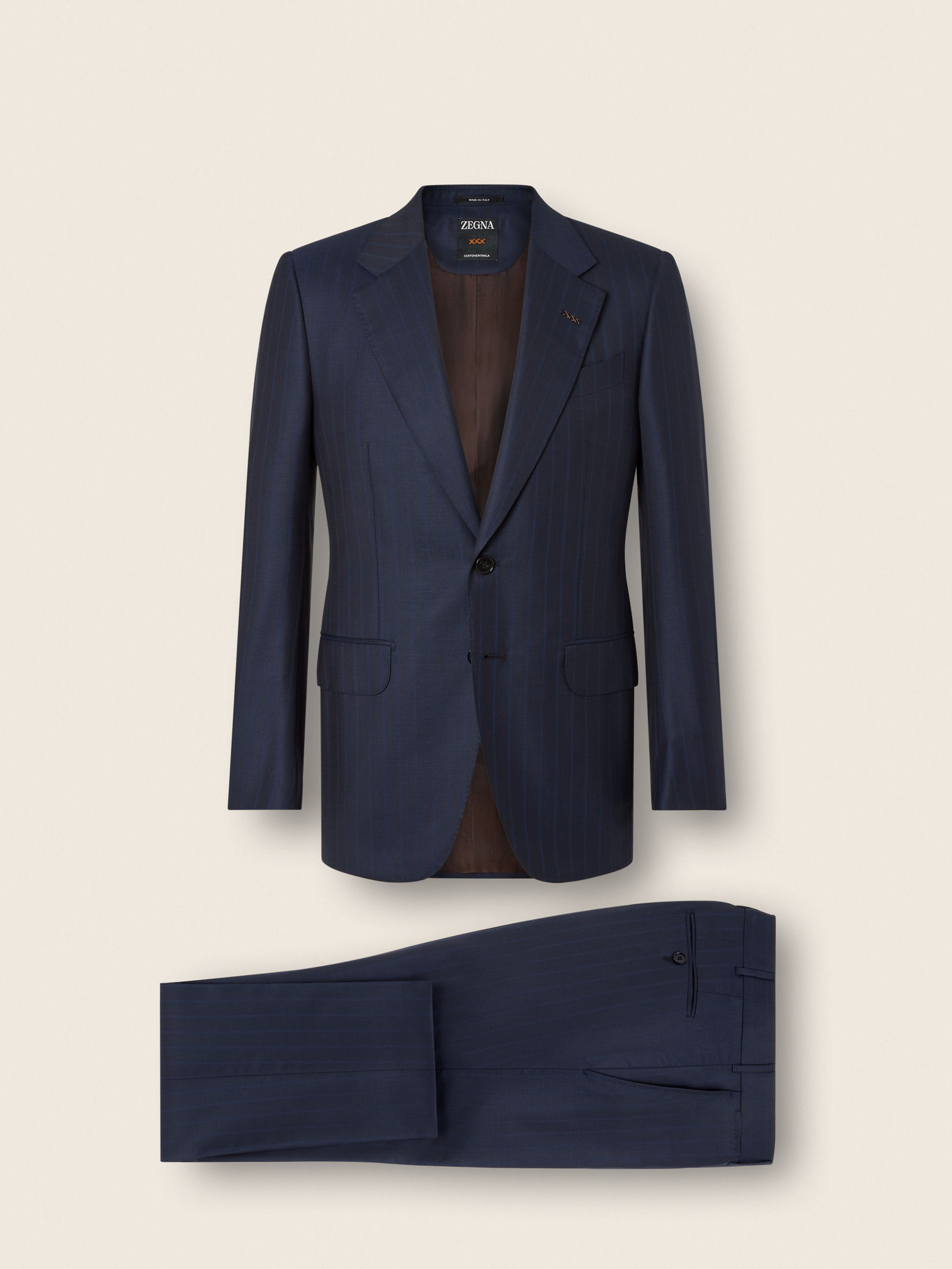 Navy Blue Centoventimila Wool Suit