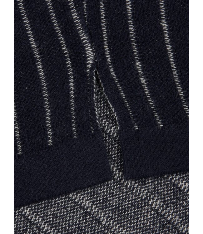 STENSTROMS Navy Striped Knitted Polo Shirt