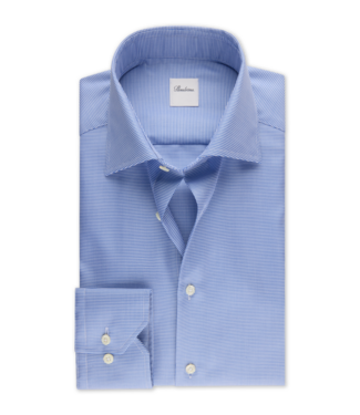 STENSTROMS Blue Houndstooth Twill Shirt