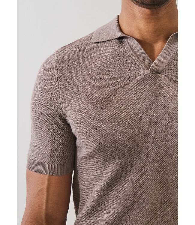 Patrick Assaraf Polo maille point d’oiseau en laine mérinos et soie