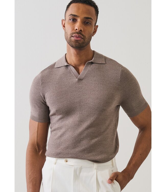 Patrick Assaraf Polo maille point d’oiseau en laine mérinos et soie