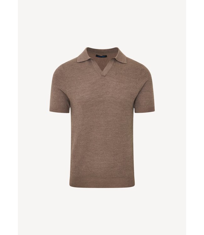 Patrick Assaraf Polo maille point d’oiseau en laine mérinos et soie